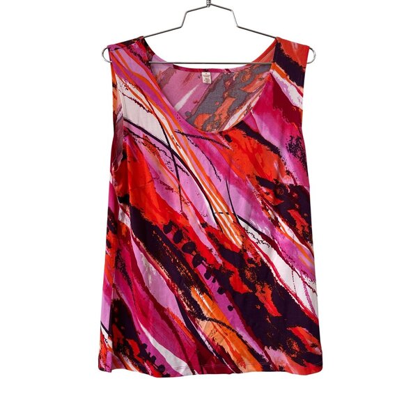 Tops - Tank Top Size Medium Abstract Print Sleeveless Scoop Neck Multicolor Art To Wear